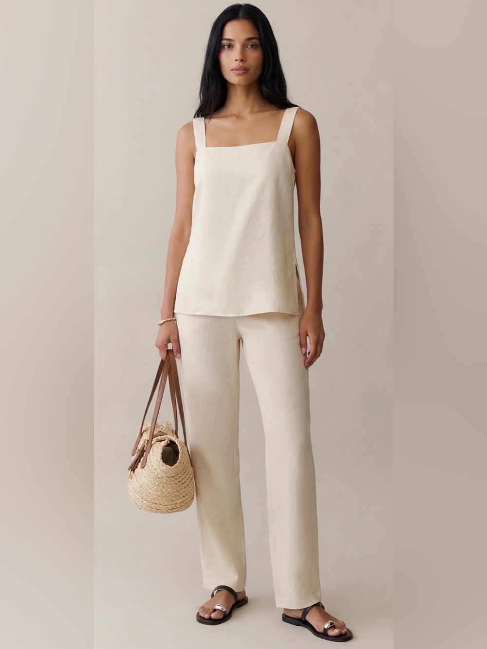Kourt Circe 100% Linen Two-Piece Set NWT Beige Medium Jenni Kayne Inspired
